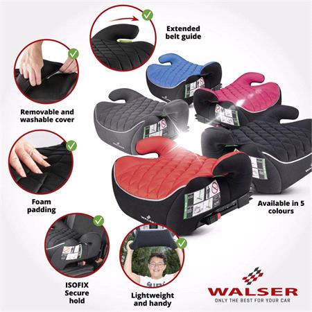 Walser Andy Child Car Booster Seat with Isofix   Black