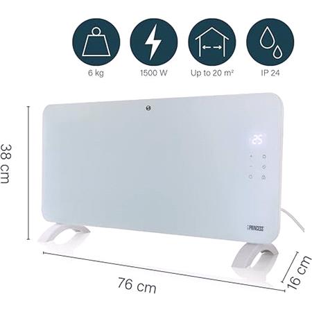 Smart Glass Panel Heater White 1500W