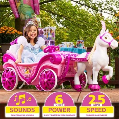 Disney Princess Horse & Carriage Electric Ride On   6v Pink