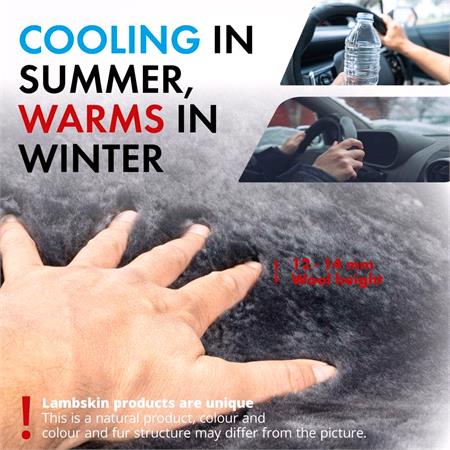 Faux Lambs Wool Steering Wheel Cover   Silver (37 39cm)