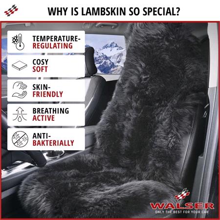 Walser Maria Universal Lambskin Car Seat Cover   Black   Kia EV2 2026 Onwards