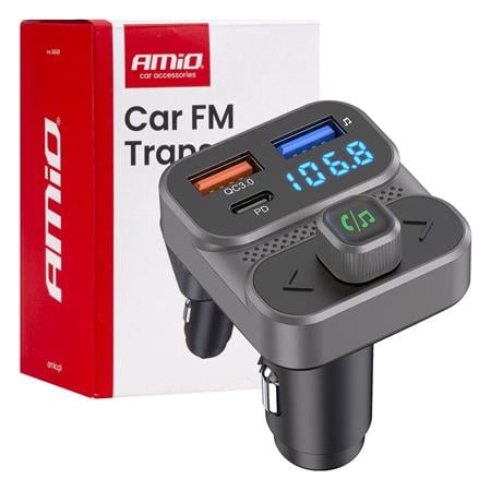 Bluetooth Car FM Transmitter With 2 USB and 1 USB C Port   12v / 24v