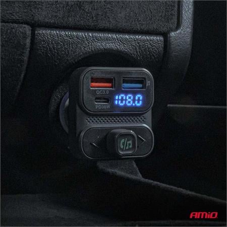 Bluetooth Car FM Transmitter With 2 USB and 1 USB C Port   12v / 24v