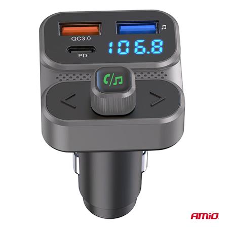 Bluetooth Car FM Transmitter With 2 USB and 1 USB C Port   12v / 24v