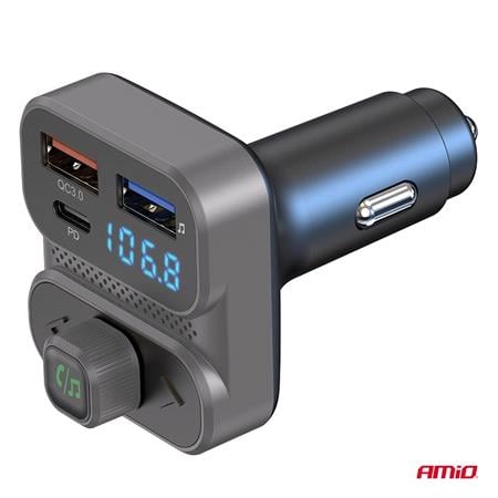 Bluetooth Car FM Transmitter With 2 USB and 1 USB C Port   12v / 24v