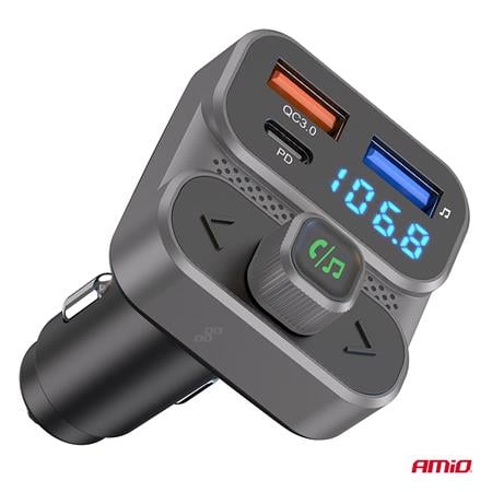 Bluetooth Car FM Transmitter With 2 USB and 1 USB C Port   12v / 24v