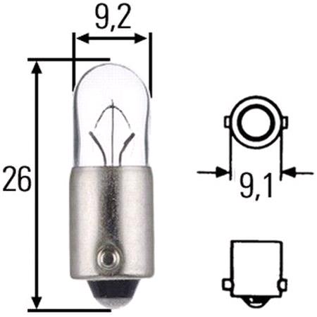 Hella 12V T4W BA9s bulb   Single