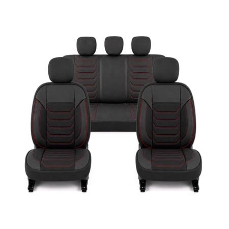 CARBON Style Seat Covers (Black/Red) For Citroen C ZERO 2010 Onwards