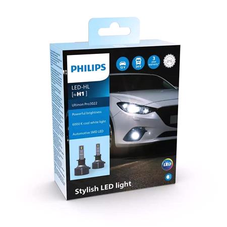 Philips Ultinon LED Bulb 12 24V 18W H1 6000K   Twin Pack