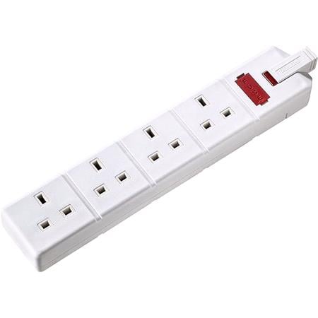 Masterplug 4 Socket 13A HD Trailing Socket, Fused, with Indicator    White