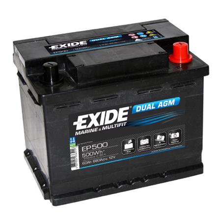 Exide EP500 Dual AGM Marine & Leisure Battery