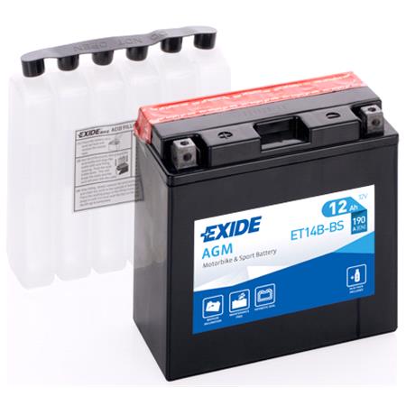 Exide ET14BBS Dry AGM Motorcycle Battery 1 Year Warranty