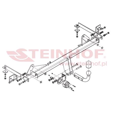 Steinhof Towbar (fixed with 2 bolts) for Fiat 500L (not Trekking), 2012 Onwards