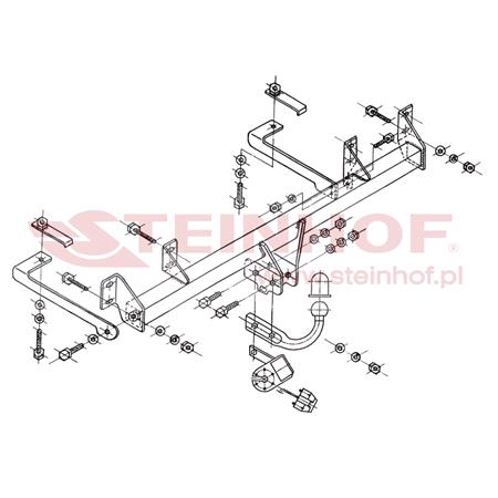 Steinhof Towbar (fixed with 2 bolts) for Fiat PANDA,  2003 to 2011