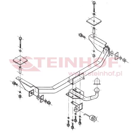 Steinhof Towbar (fixed with 4 bolts) for Fiat SEICENTO,  1998 to 2010