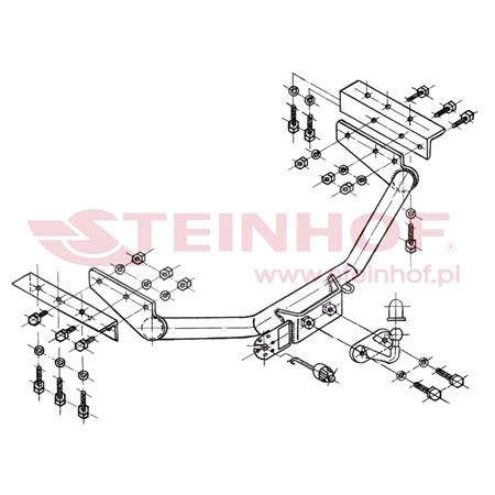 Steinhof Forged Towbar (fixed with 2 bolts) for Ford TRANSIT Flatbed / Chassis, 1994 2000