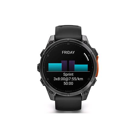 Garmin Fenix 8 Smartwatch 47mm AMOLED in Slate Gray Steel/Black with Black Strap