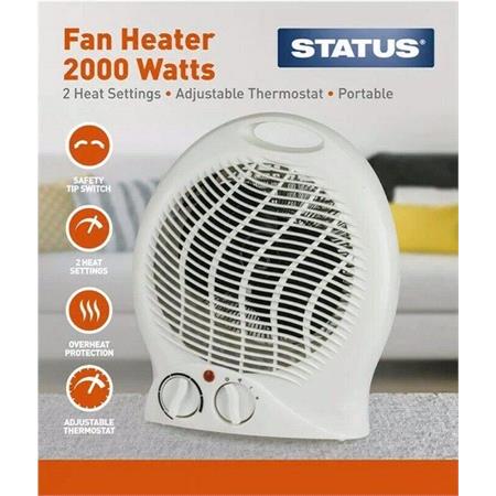 Status Upright Portable Fan Heater with 2 Heat Settings   1000W   2000W