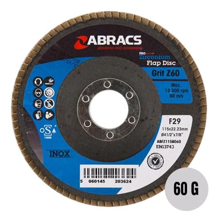 Abracs 4 1 2" Flap Discs 115mm x 80 grit Pack of 5