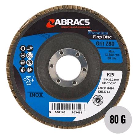 Abracs 4 1 2" Flap Discs 115mm x 80 grit Pack of 5