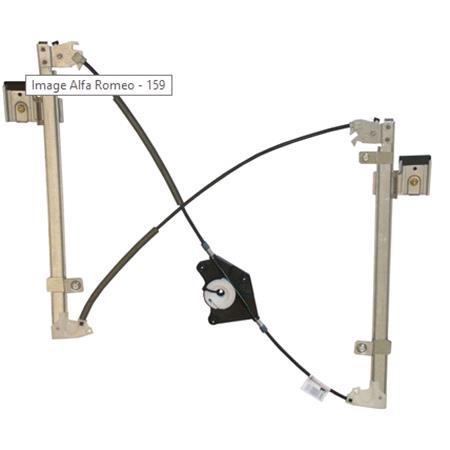 Front Left Electric Window Regulator Mechanism (without motor) for ALFA ROMEO 159 Sportwagon, 2006 2011, 4 Door Models, WITHOUT One Touch/Antipinch, holds a standard 2 pin/wire motor