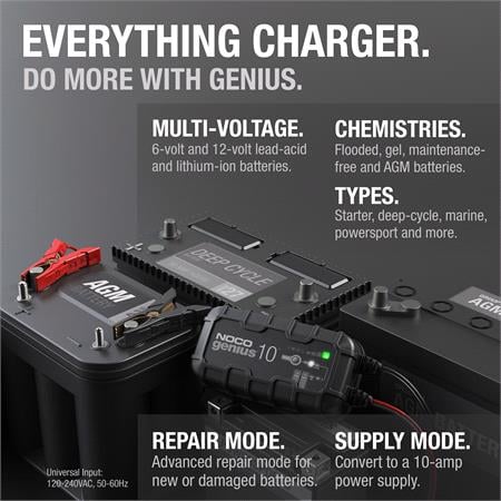 NOCO GENIUS10 10A Smart Battery Charger   6V/12V