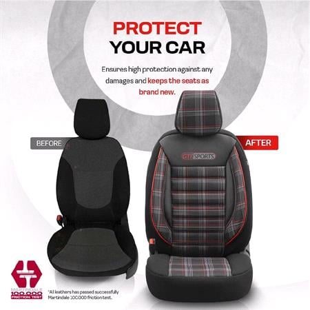 Premium Jacquard Leather Car Seat Covers GTI SPORT   Red For Kia PICANTO 2017 Onwards