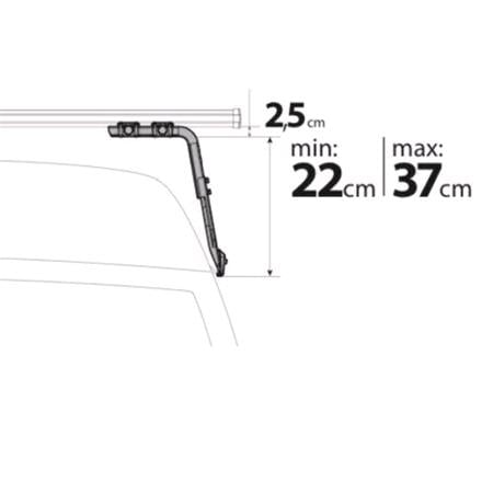 Nordrive 3 Aluminium Cargo Roof Bars (150 cm) for Hyundai H200, 2002 2010, with Rain Gutters (22 37cm fitting kit, see image)