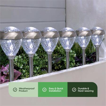 Crown Solar Stake Lights   Pack of 6
