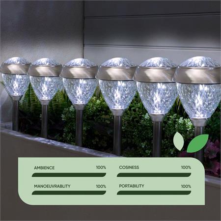 Crown Solar Stake Lights   Pack of 6