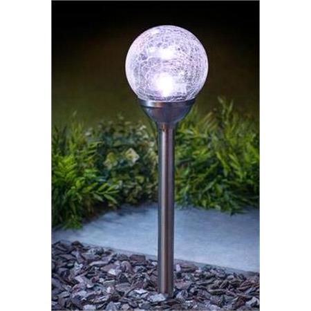 8cm Solar Crackle Glass Ball Stake Solar Light   Pack of 6