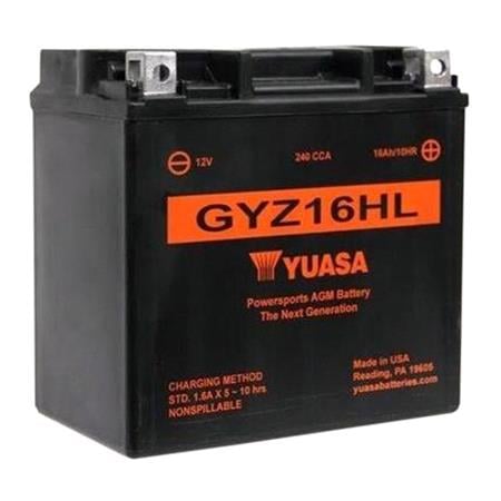 Yuasa Motorcycle Battery   GYZ16HL High Performance MF VRLA 12V Battery, Wet Charged, Contains 1 Battery, Acid Filled and Charged