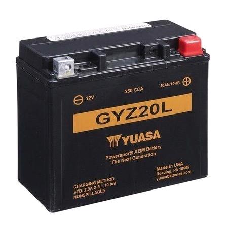 Yuasa Motorcycle Battery   YTX High Performance GYZ20L 12V Battery, Wet Charged, Contains 1 Battery, Acid Filled and Charged