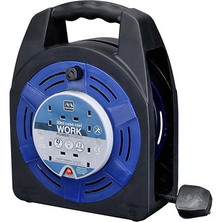 Masterplug 4 Socket 20m 13A Case Reel   Blue