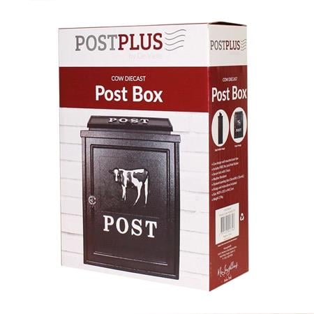 PostPlus Traditional Cow Diecast Post Box   Black