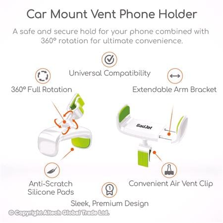 GadJet Air Vent Phone Holder   Black