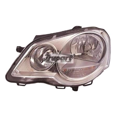 Left Headlamp (Halogen, Takes H7 / H1 Bulbs) for Volkswagen Polo 2005 2009