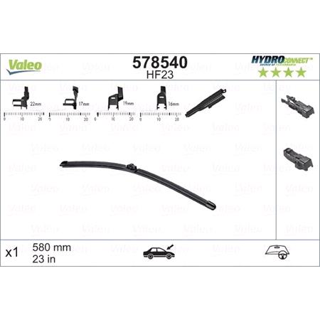 Valeo HF23 HydroConnect Wiper Blade HF23 Front RHD 23  ,'',Valeo HF23''