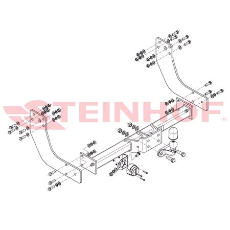 Steinhof Forged Towbar (fixed with 2 bolts) for Iveco DAILY Box Body / Estate 2014 Onwards (wheelbase: 3520mm, overhang: 1520mm, with step, single wheels)