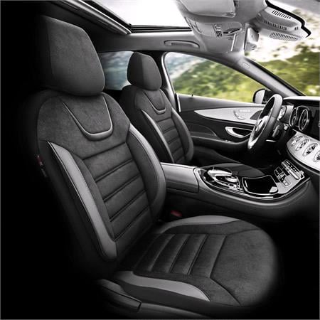 Premium Suede Leather Car Seat Covers ICONIC LINE   Black Grey For Dacia DOKKER Pickup 2018 Onwards
