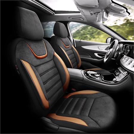 Premium Suede Leather Car Seat Covers ICONIC LINE   Black Tan For Mitsubishi OUTLANDER 2003 2006