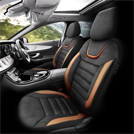 Premium Suede Leather Car Seat Covers ICONIC LINE   Black Tan For Lexus NX II 2021 Onwards