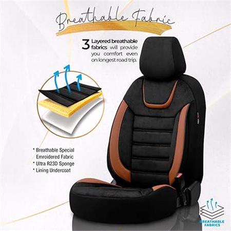 Premium Suede Leather Car Seat Covers ICONIC LINE   Black Tan For Lexus NX II 2020 Onwards