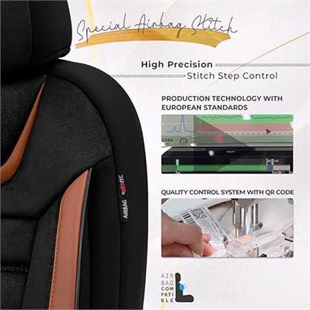 Premium Suede Leather Car Seat Covers ICONIC LINE   Black Tan For Suzuki SX4 Saloon 2007 2013