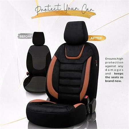 Premium Suede Leather Car Seat Covers ICONIC LINE   Black Tan For Hyundai STAREX 1997 2007