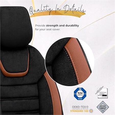 Premium Suede Leather Car Seat Covers ICONIC LINE   Black Tan For Citroen C4 Coupe 2004 2010