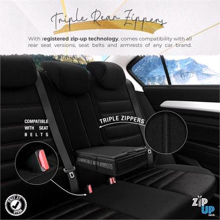 Premium Suede Leather Car Seat Covers ICONIC LINE   Black Grey For Peugeot 207 2006 2012