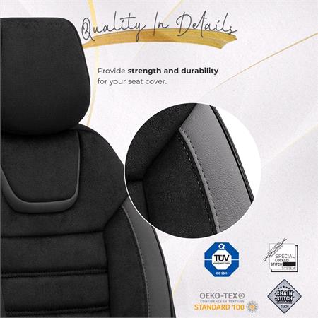 Premium Suede Leather Car Seat Covers ICONIC LINE   Black Grey For Mercedes CITAN Box Body/MPV 2021 Onwards