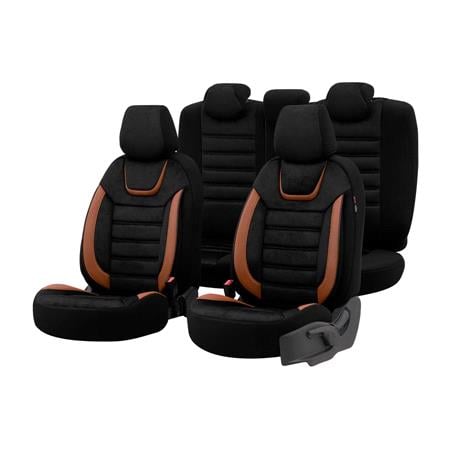 Premium Suede Leather Car Seat Covers Iconic Line - Black Tan For Toyota  Aygo X 2022 Onwards