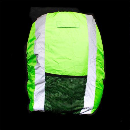 Hi Vis  Reflective Water Resistant Bag Cover with Meshpocket in Neon Green